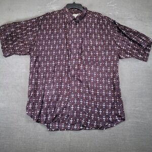 Bogari Studio Silk‎ Shirt Geometric Print Short Sleeve Lightweight Mens XL